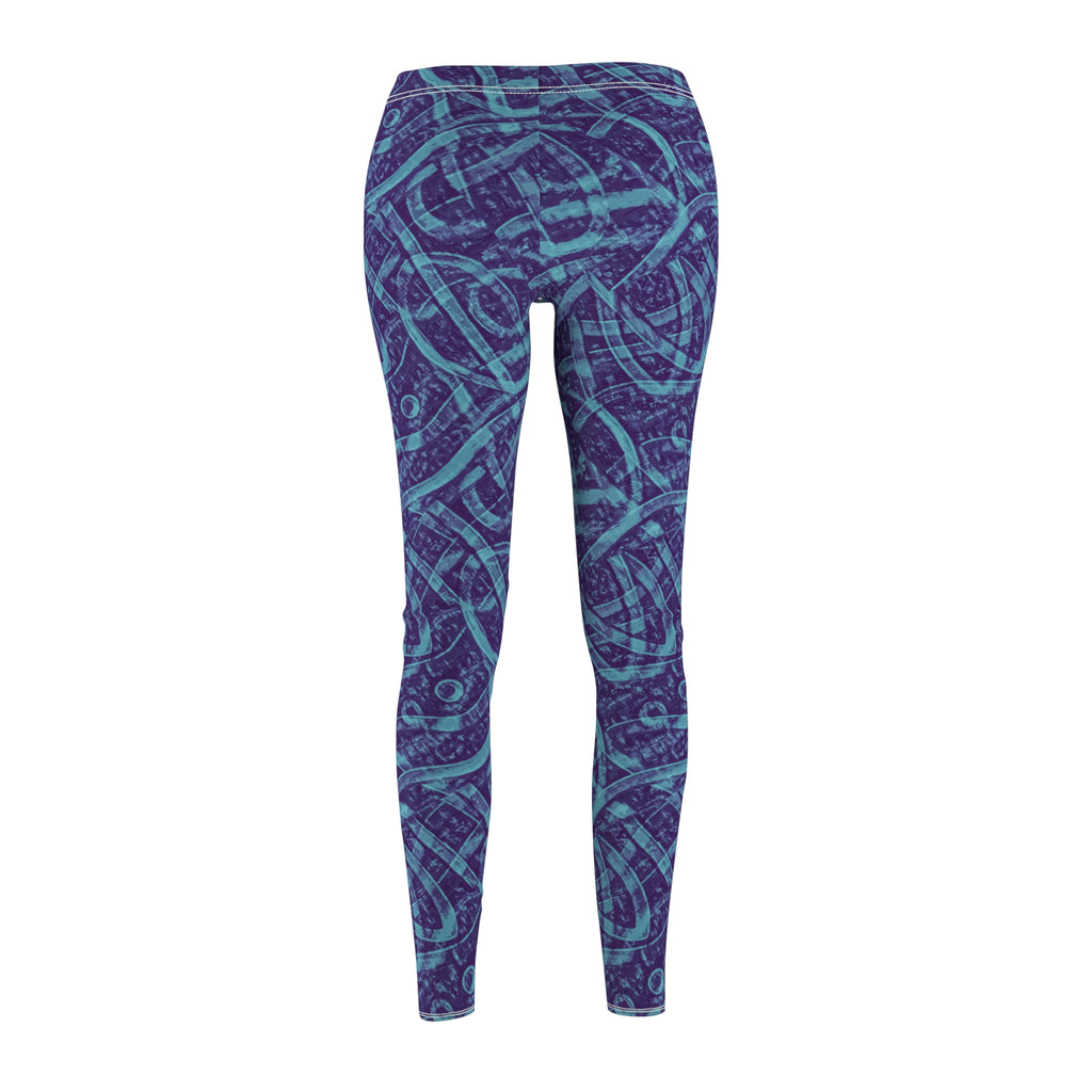 Nautical Knot Pattern Women's Leggings — Blue Sea-Inspired All-Over Print