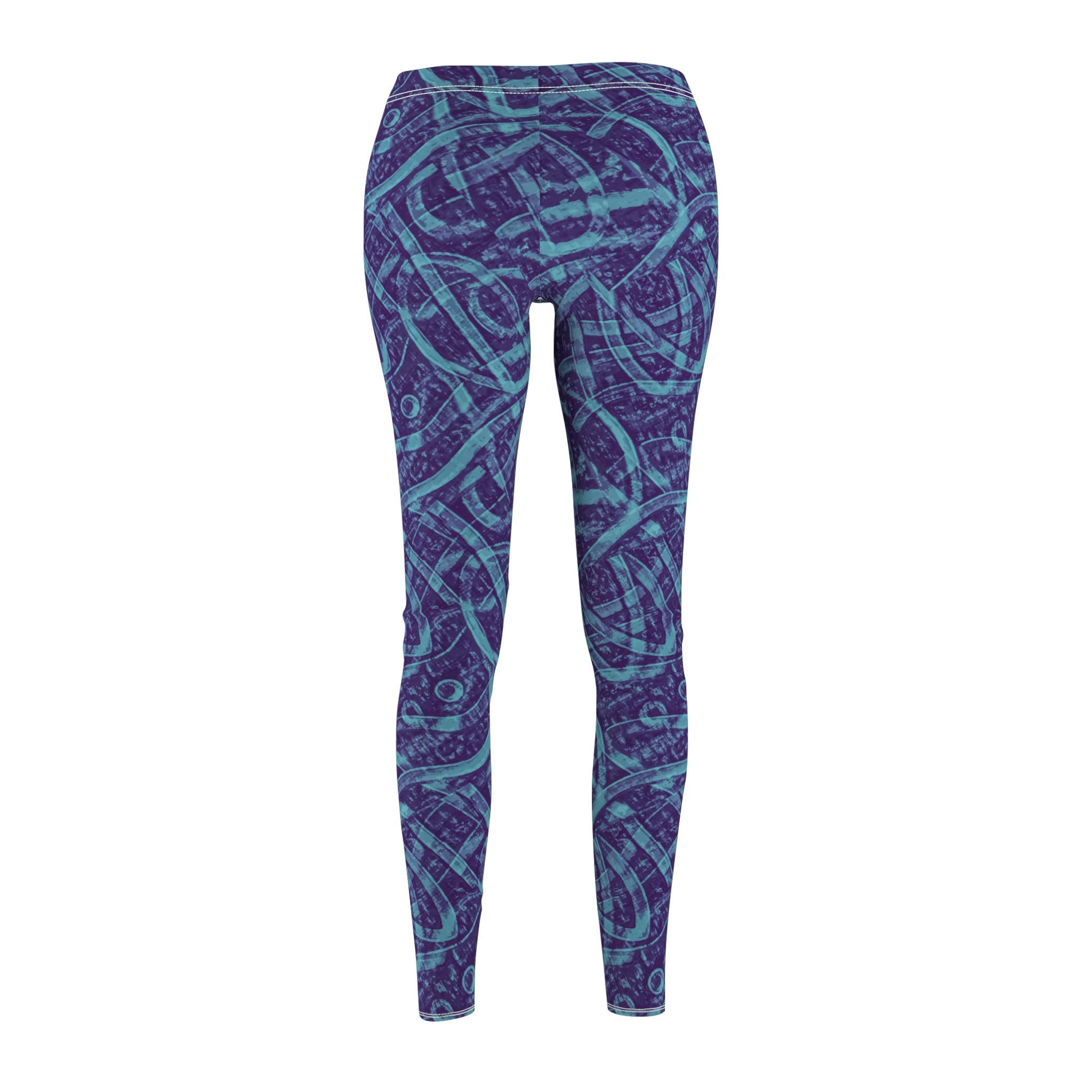 Nautical Knot Pattern Women's Leggings — Blue Sea-Inspired All-Over Print