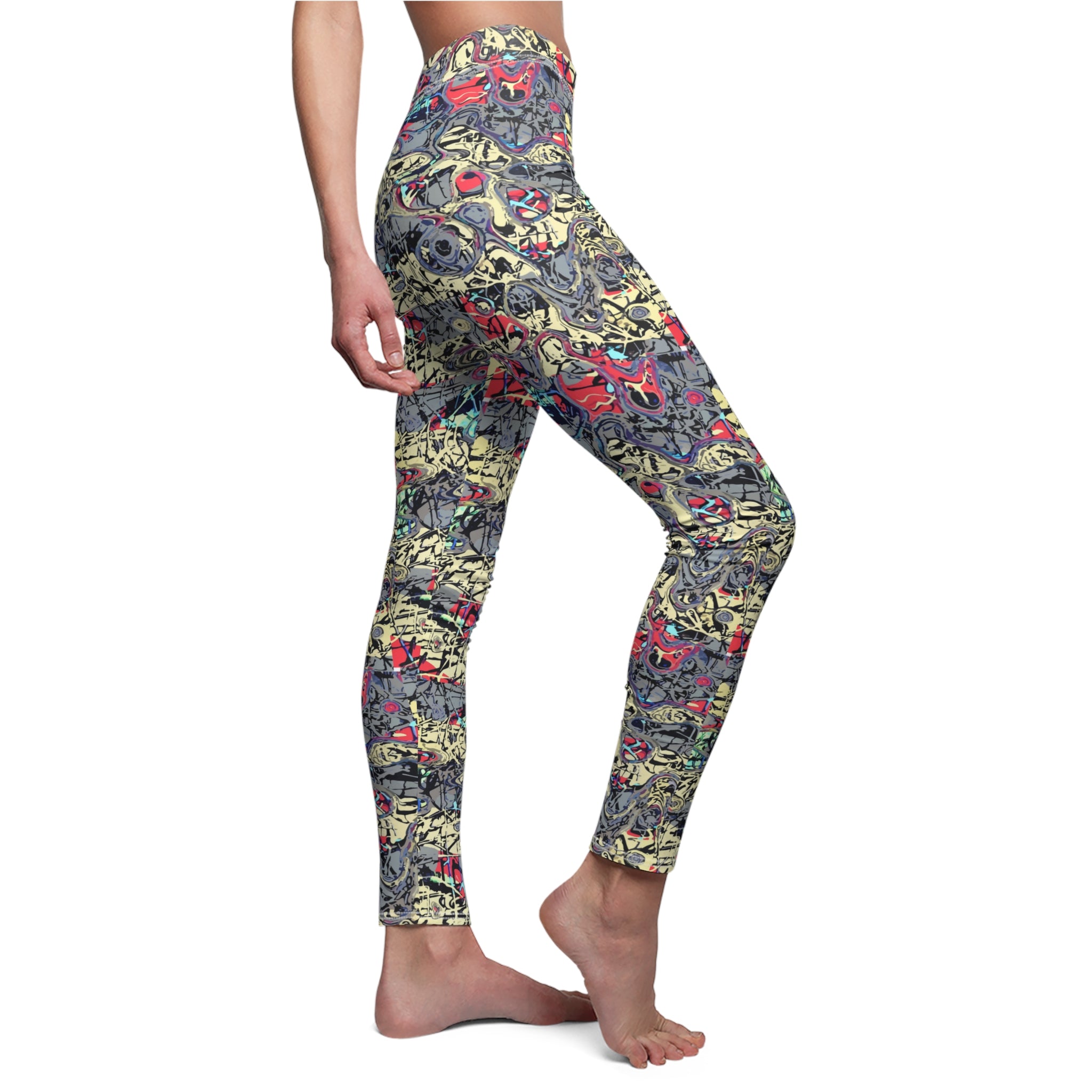 Abstract Graffiti Print Women's Leggings - Colorful All-Over Pattern