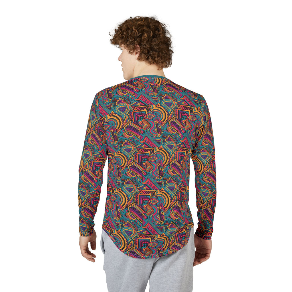 Men's UV Long Sleeve Shirt —  "UPF 50+" Vibrant Abstract Geometric AOP