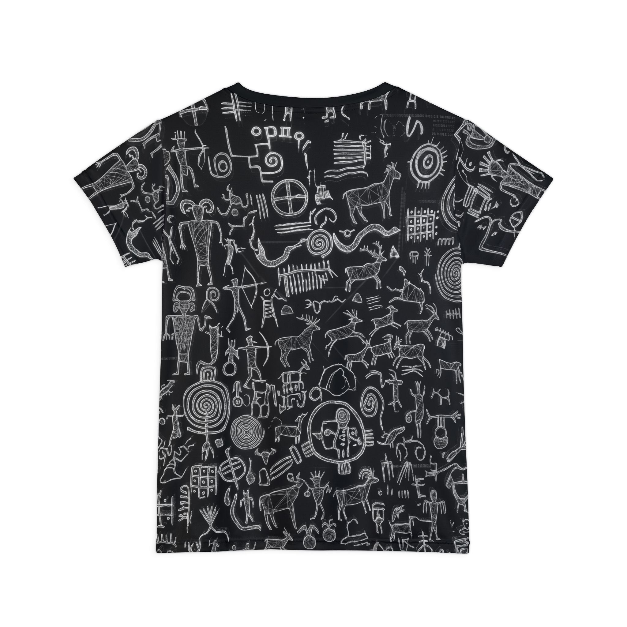 Women's All-Over Print Tee — Chalk Petroglyph Pattern