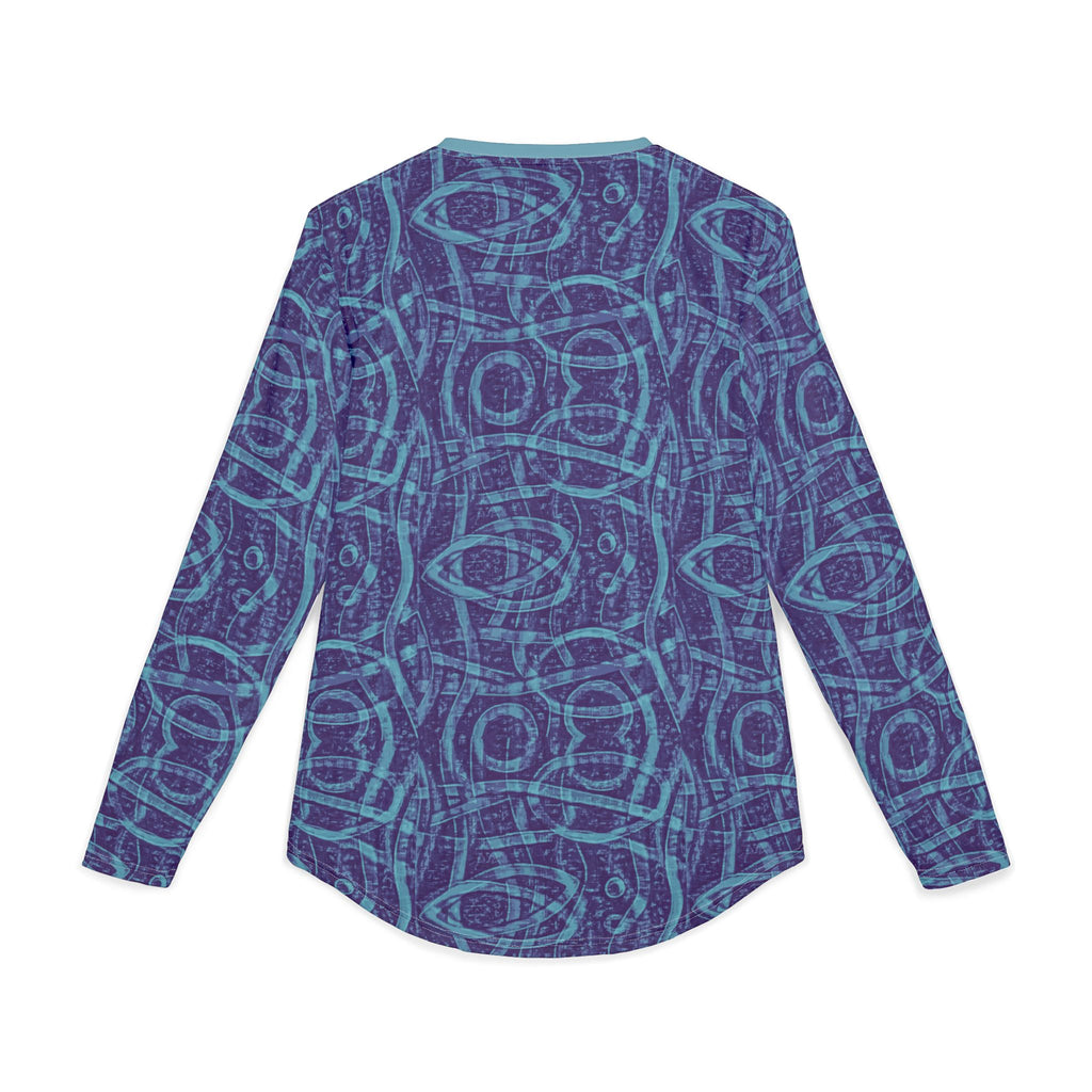 Men's UV Long-Sleeve Shirt "UPF 50+" protection— Blue Geometric AOP Sun Protection Top