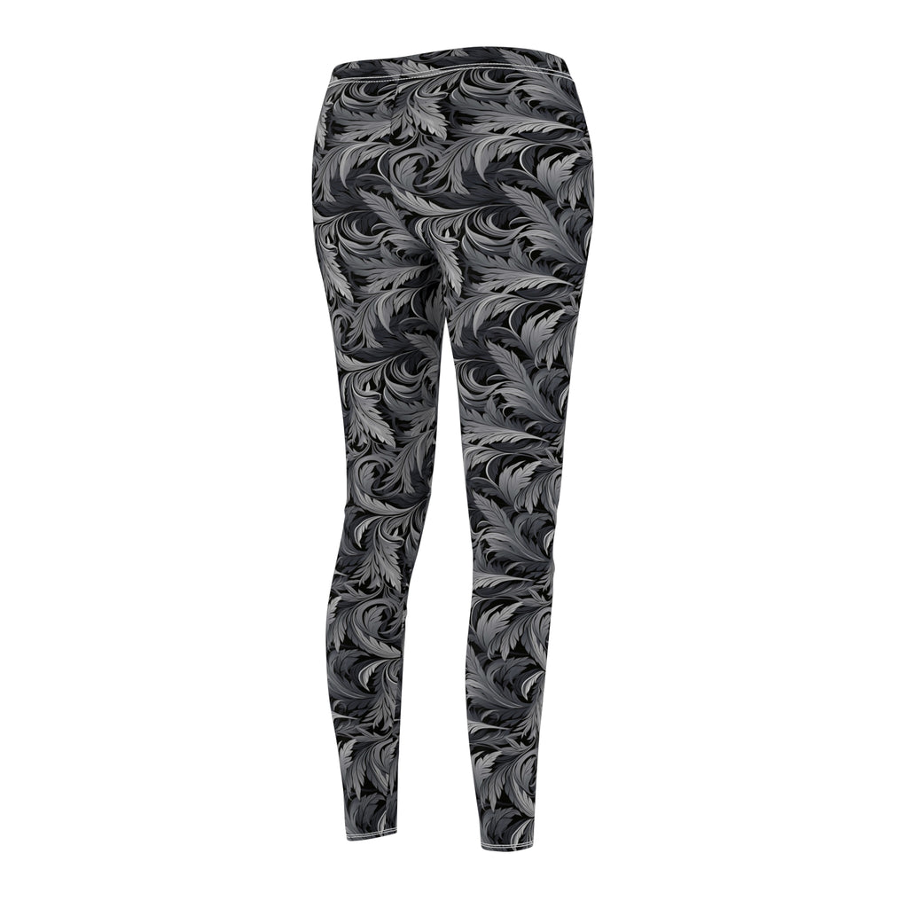 Women's Patterned Leggings — Monochrome Swirl All-Over Print