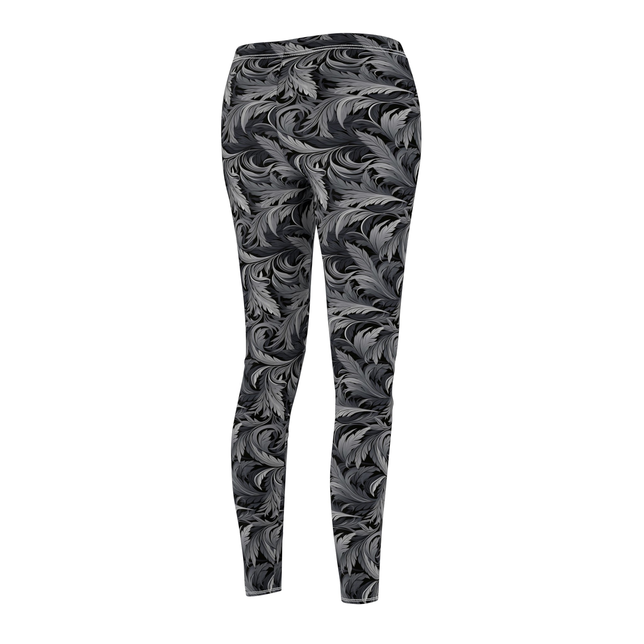 Women's Patterned Leggings — Monochrome Swirl All-Over Print