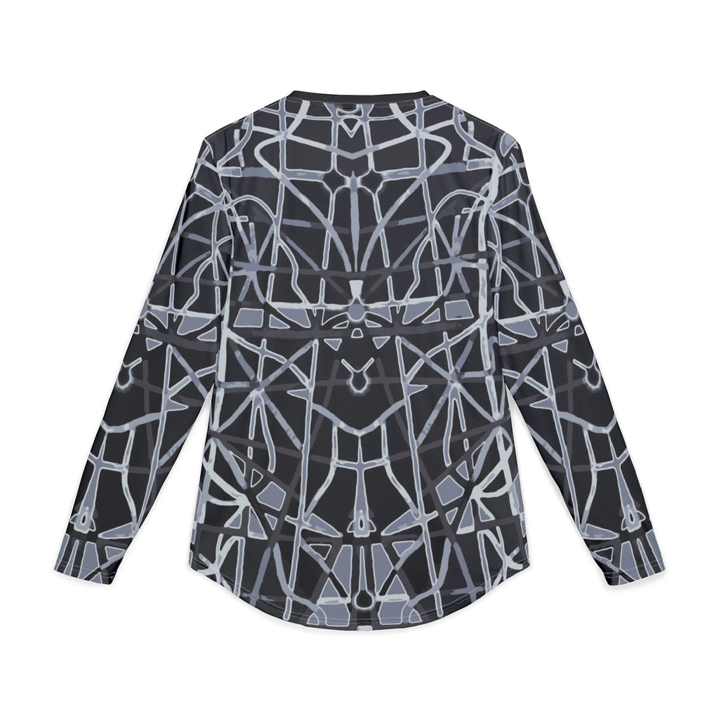 Men's Long Sleeve UV shirt "UPF 50+"  — Geometric Monochrome All-Over Print
