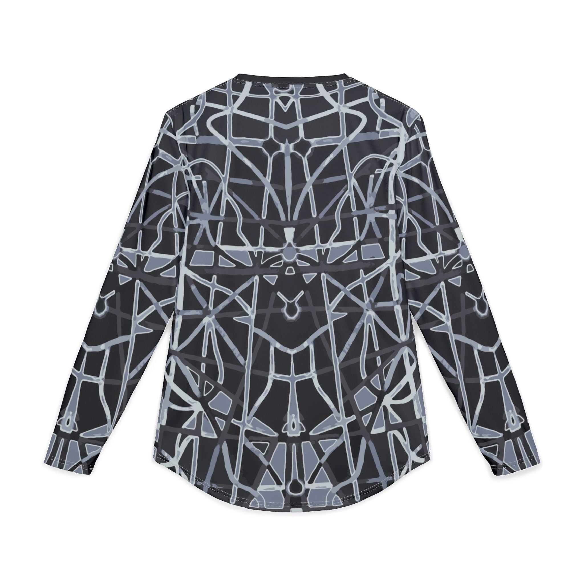 Men's Long Sleeve UV shirt "UPF 50+"  — Geometric Monochrome All-Over Print