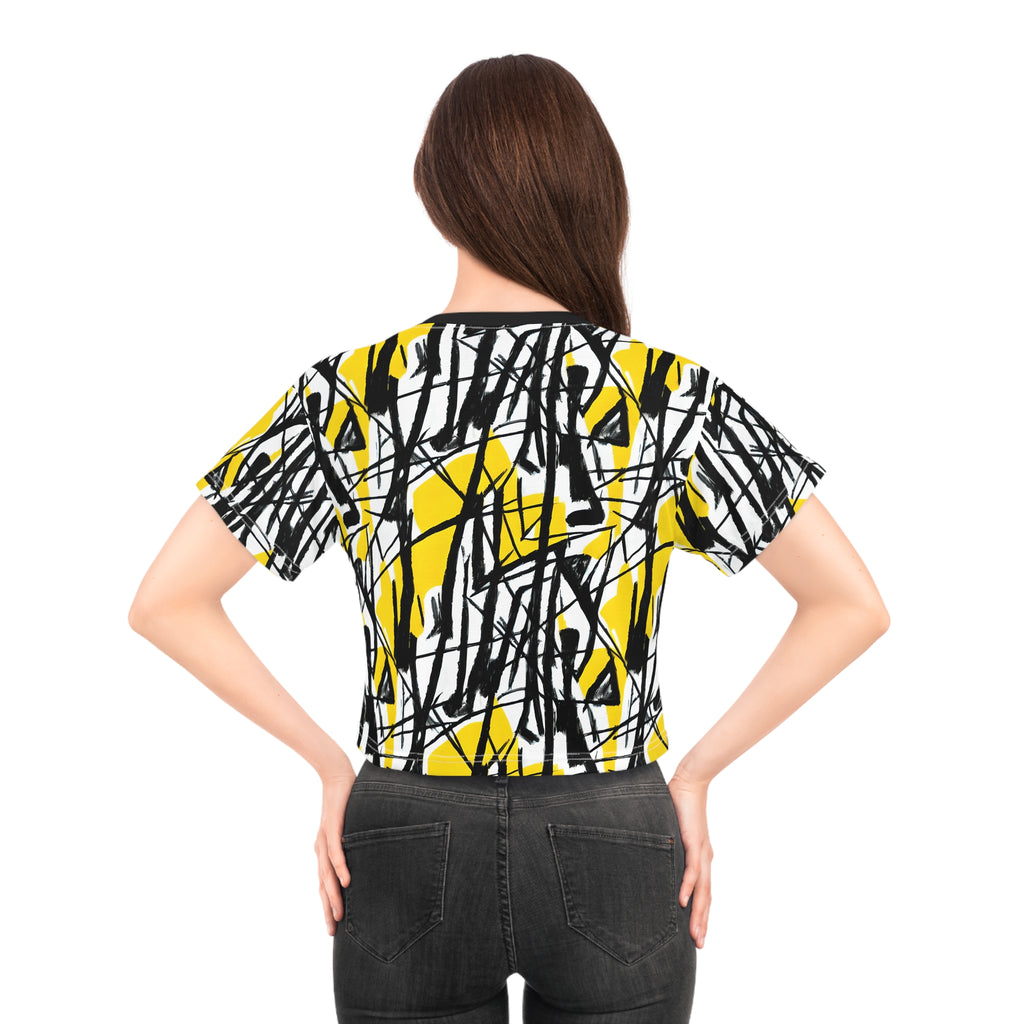 Abstract Yellow & Black Crop Tee — Graphic Urban Streetwear