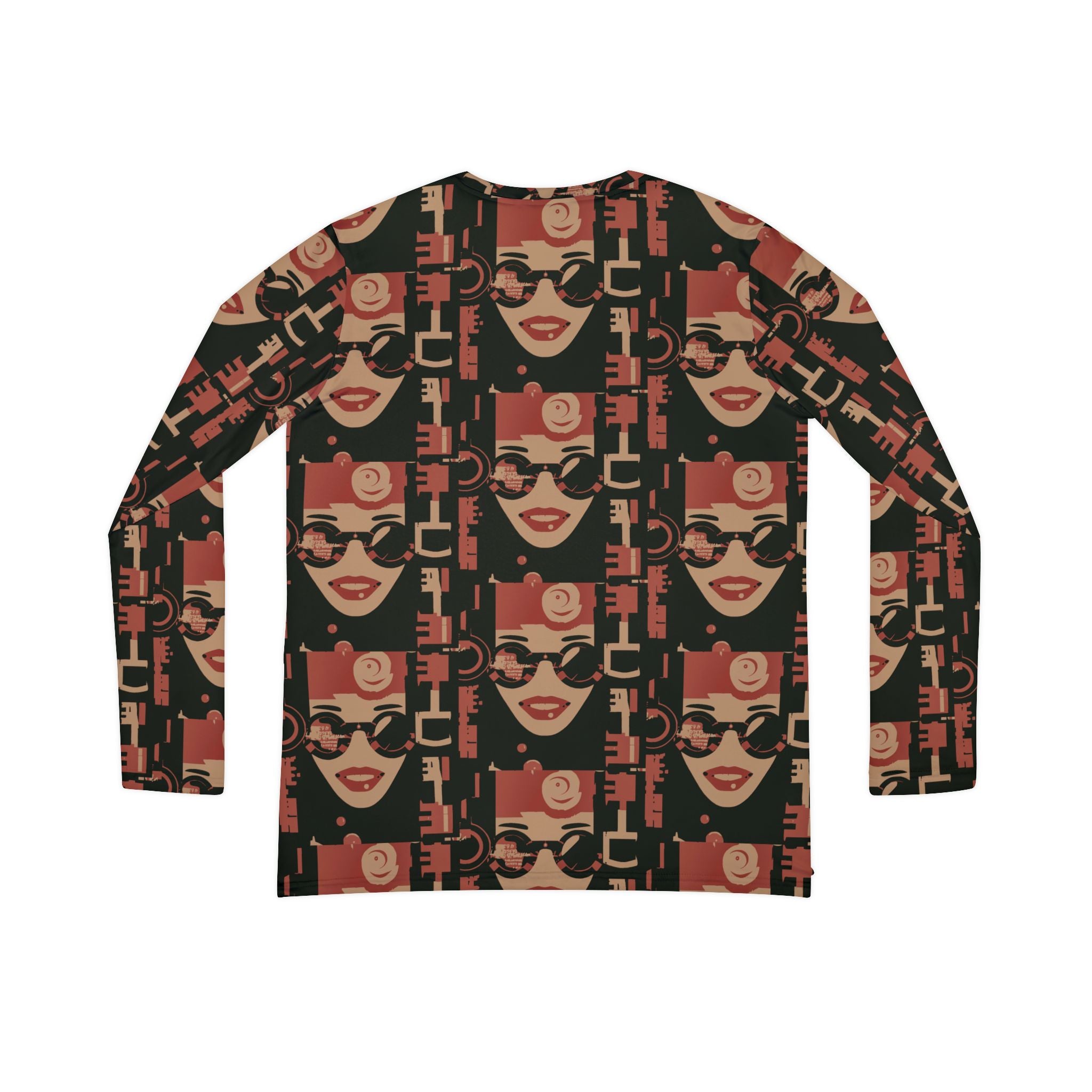 Retro Floral Face V-Neck Long Sleeve Shirt