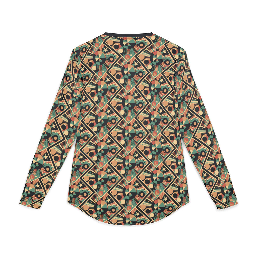 Men's Long Sleeve Shirt —"UPF 50+"  Retro Geometric All-Over Print UV Protection