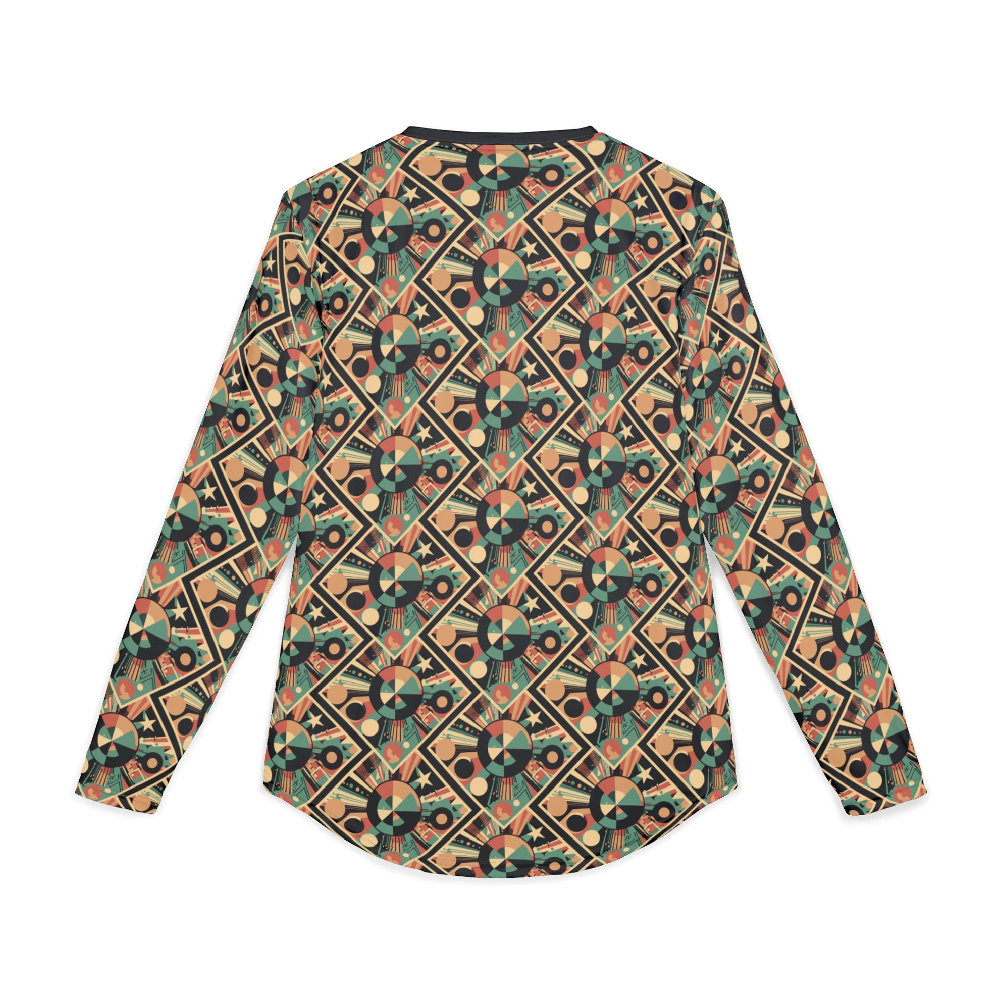 Men's Long Sleeve Shirt —"UPF 50+"  Retro Geometric All-Over Print UV Protection