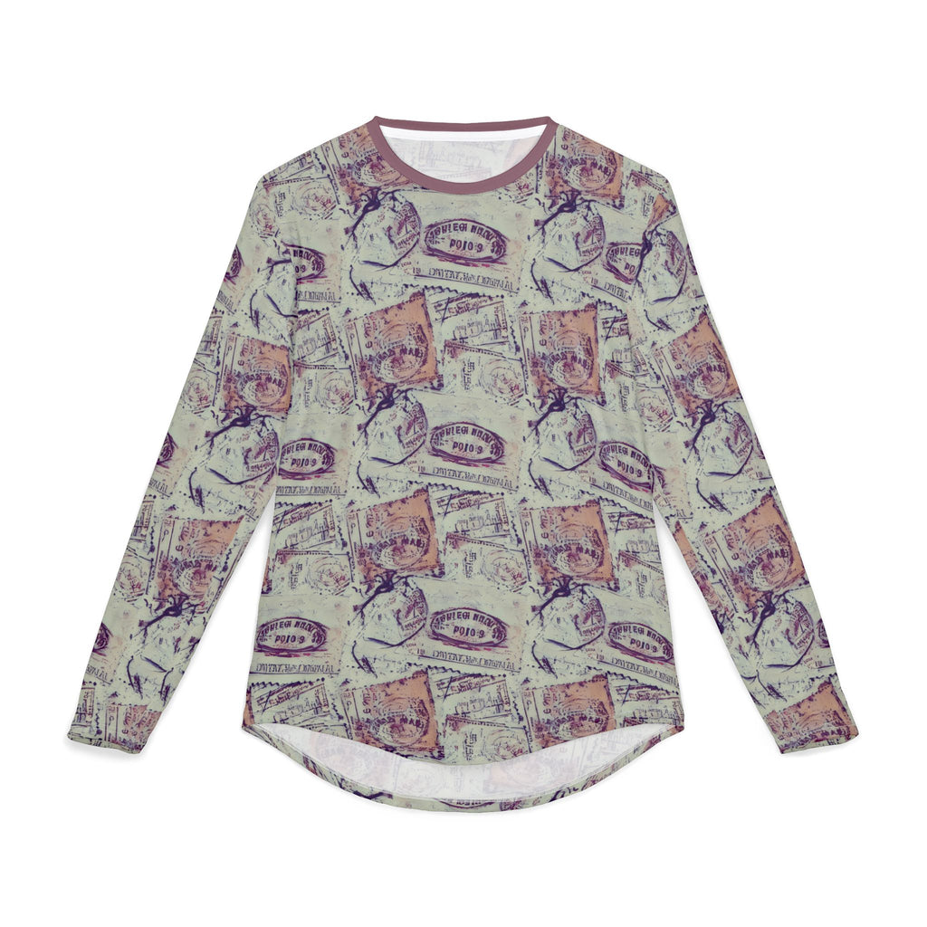 Men's UV Long Sleeve Shirt — "UPF 50+" Vintage Travel Stamp All-Over Print