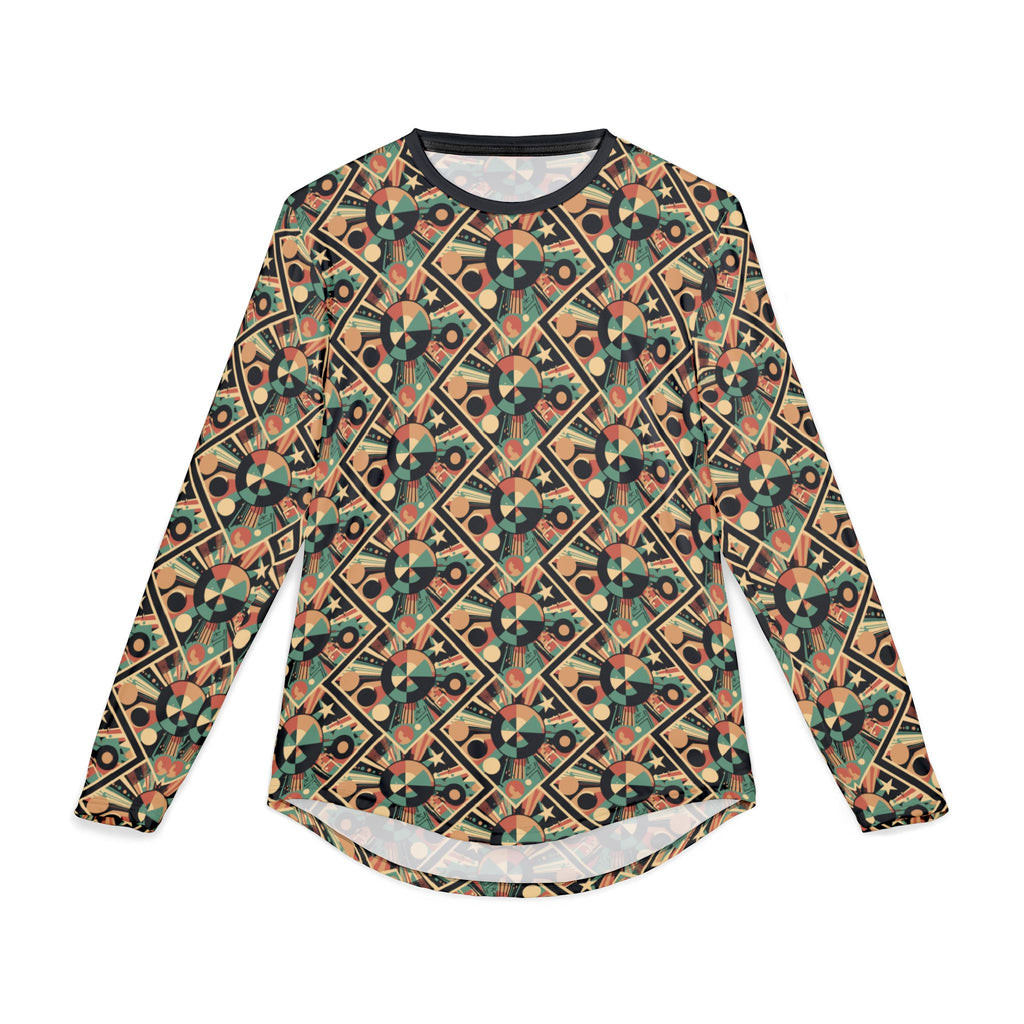 Men's Long Sleeve Shirt —"UPF 50+"  Retro Geometric All-Over Print UV Protection