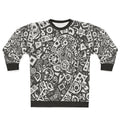 Abstract Geometric Pattern Sweatshirt — Monochrome Tribal Shapes All-Over Print