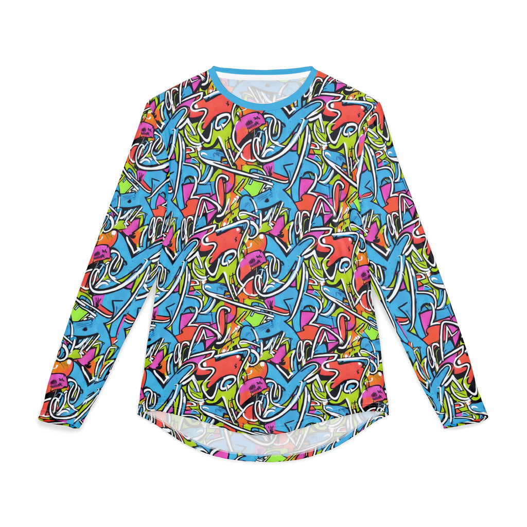 Men's Graffiti Print UV Protection Long Sleeve Shirt — Colorful Street Art Rash Guard