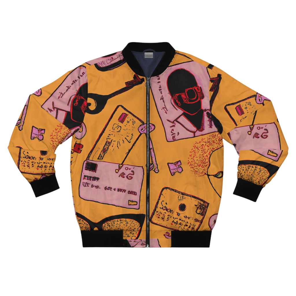 Vintage Notes Pattern Bomber Jacket