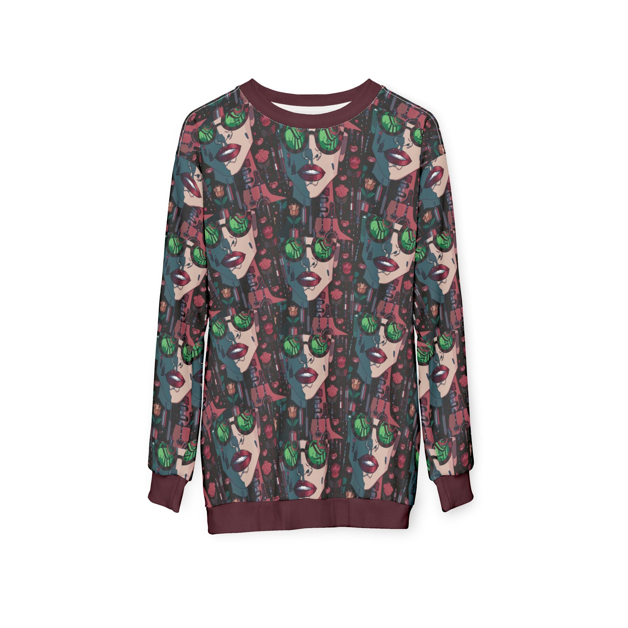 Graphic Sweatshirt — Retro Neon Sunglasses Pop Art All-Over Print