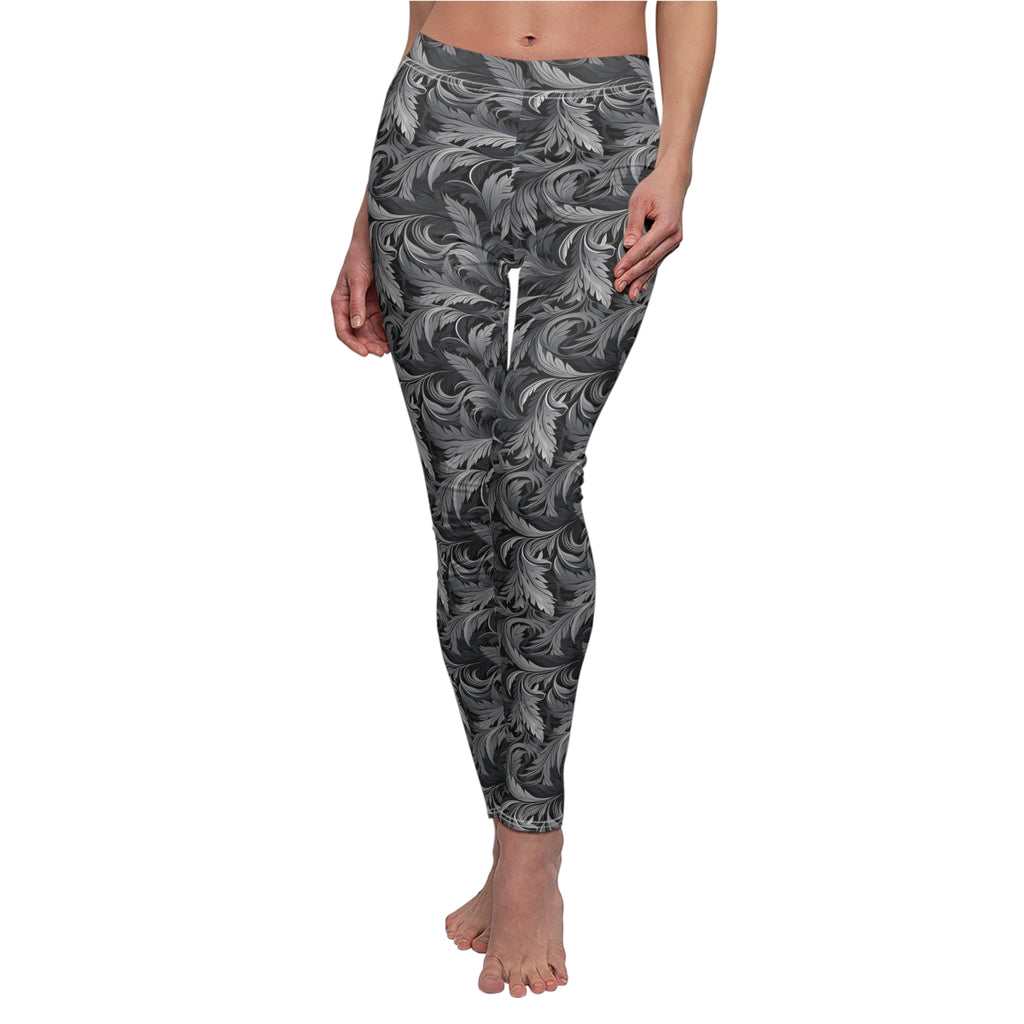 Women's Patterned Leggings — Monochrome Swirl All-Over Print