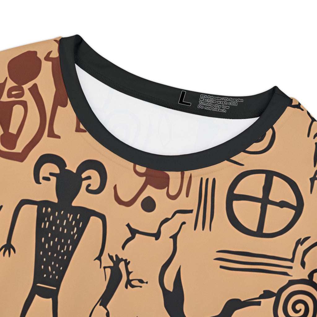 Women's All-Over Print Tee — Vintage Petroglyph / Cave Art Pattern