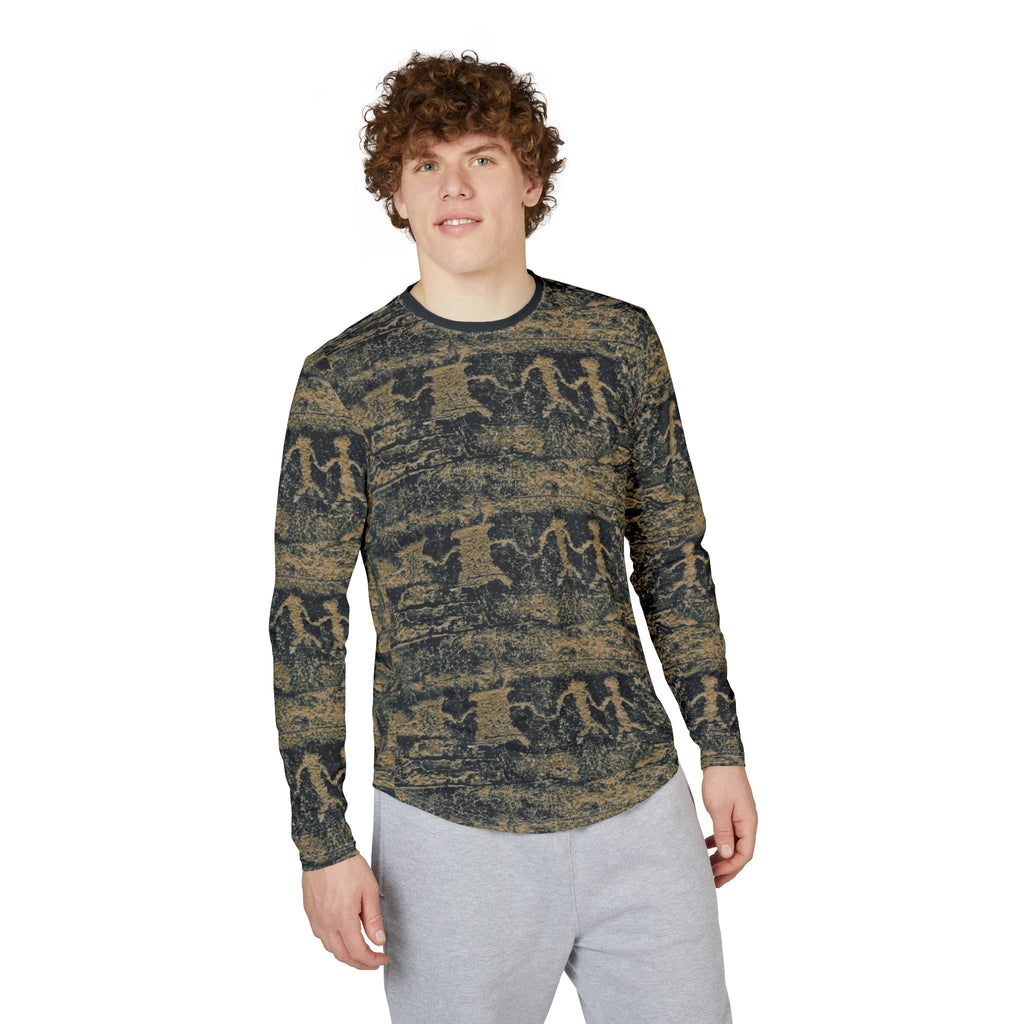 Men's Long Sleeve UV Shirt –  "UPF 50+" Desert Petroglyph Print