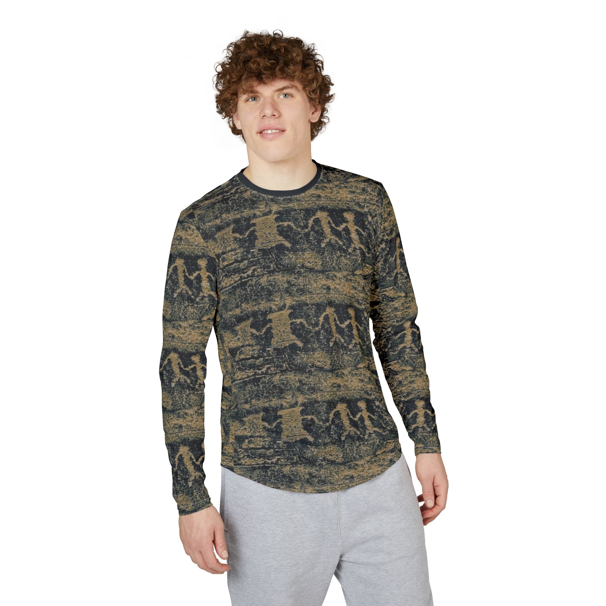 Men's Long Sleeve UV Shirt –  "UPF 50+" Desert Petroglyph Print