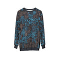 Petroglyph Pattern Sweatshirt — Blue Tribal Rock Art All-Over Print