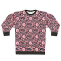 All-Over Print Sweatshirt — Surreal Pink Clockwave Pattern