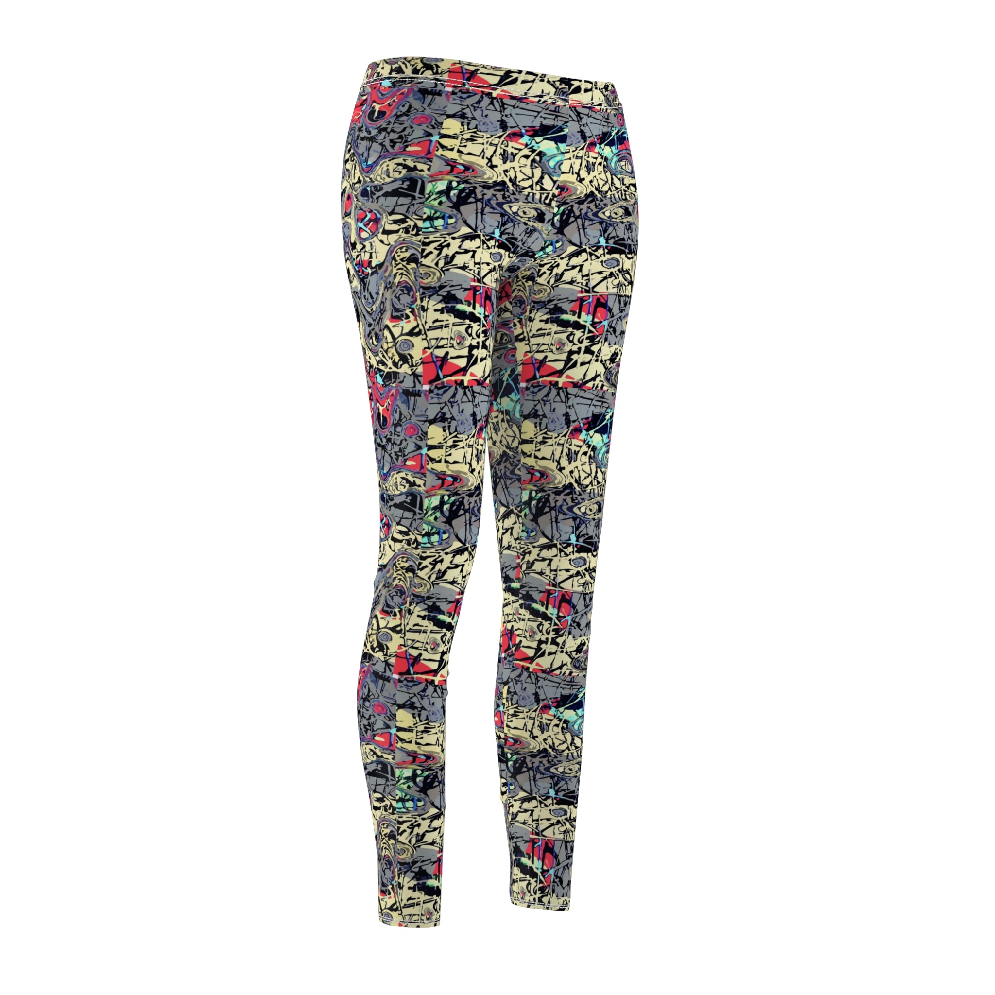 Abstract Graffiti Print Women's Leggings - Colorful All-Over Pattern