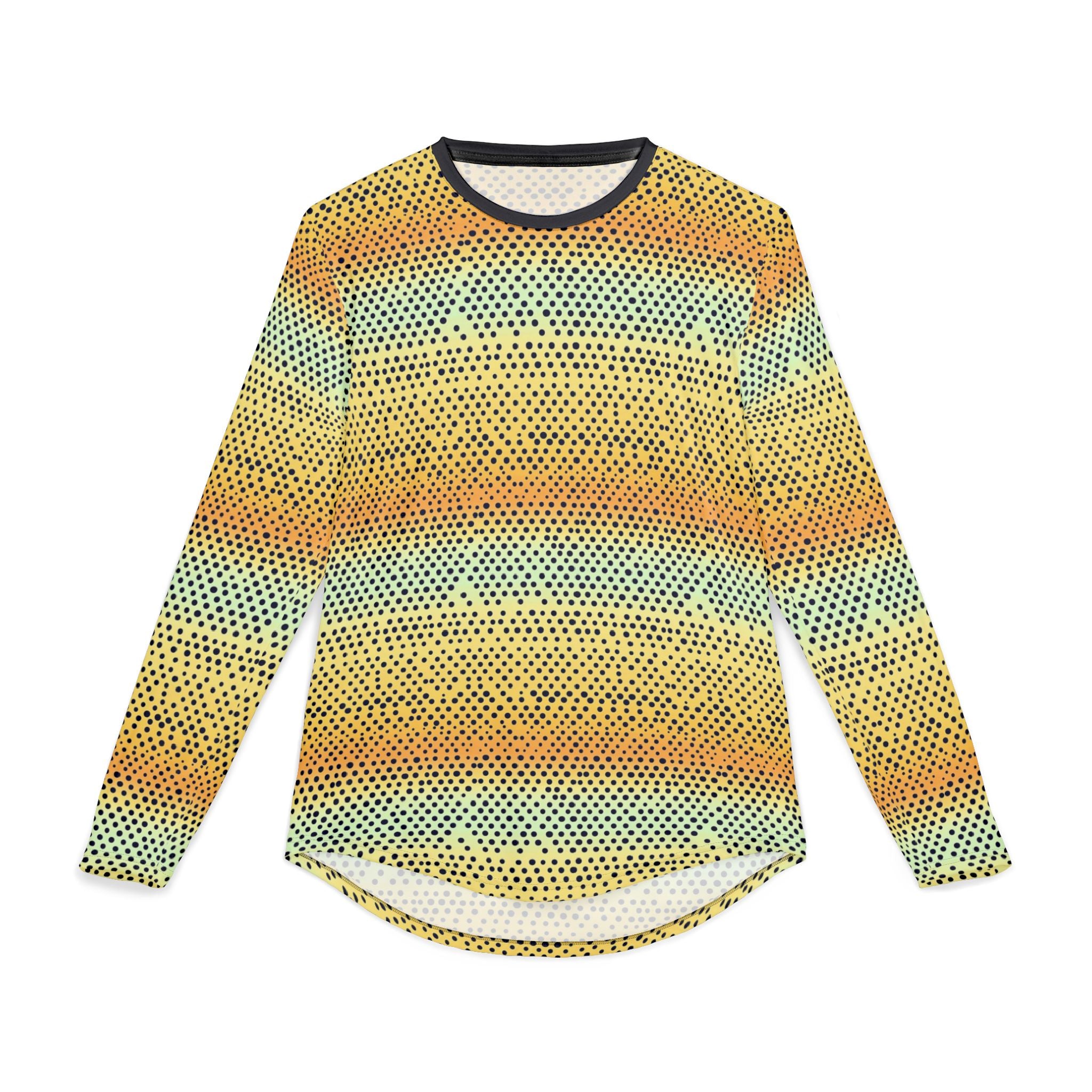 Men's UV Long Sleeve Shirt -  "UPF 50+" Sunset Striped Dot Pattern (UV Protection)