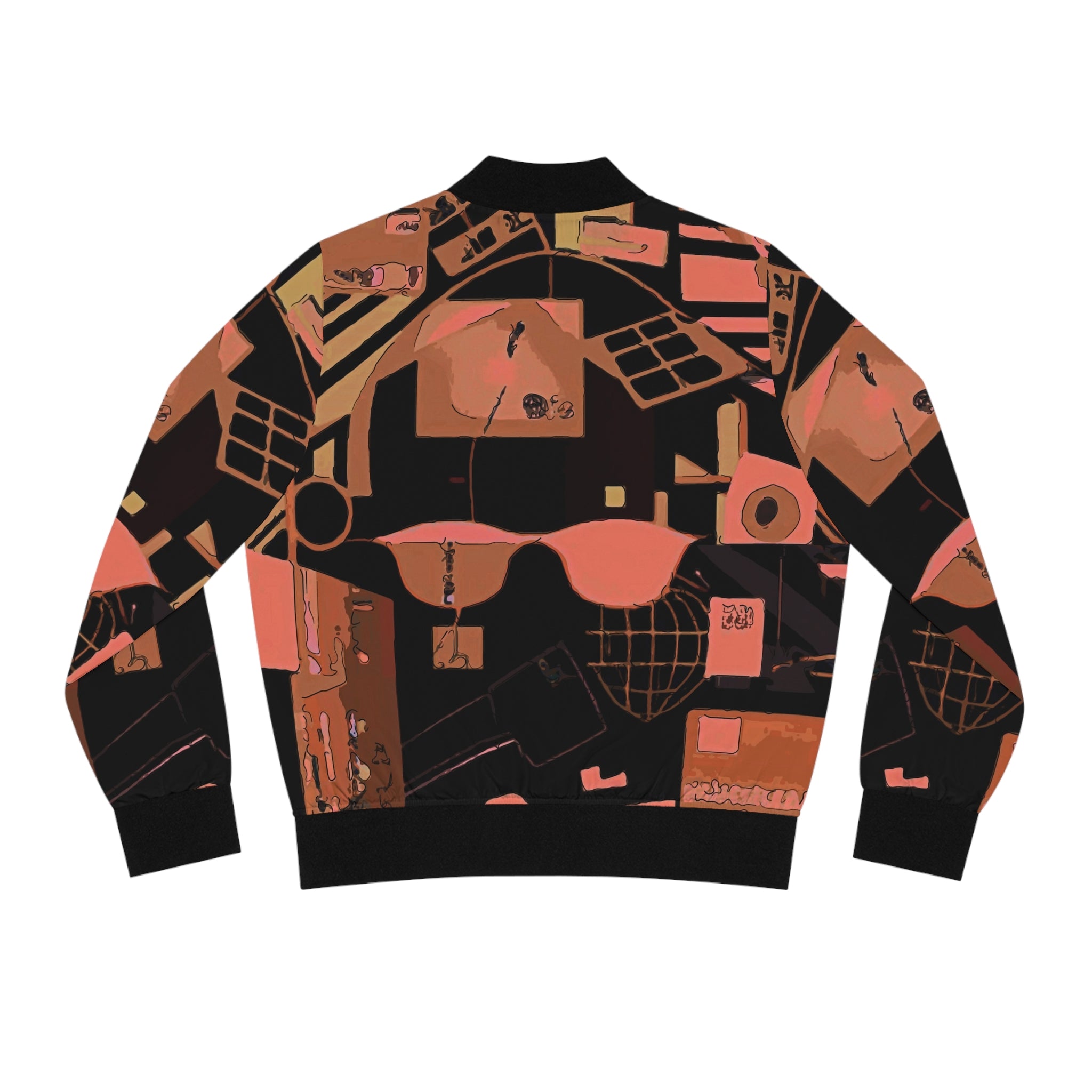 Abstract Retro Collage Bomber Jacket — Women's All-Over Print