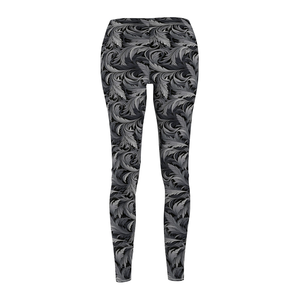 Women's Patterned Leggings — Monochrome Swirl All-Over Print