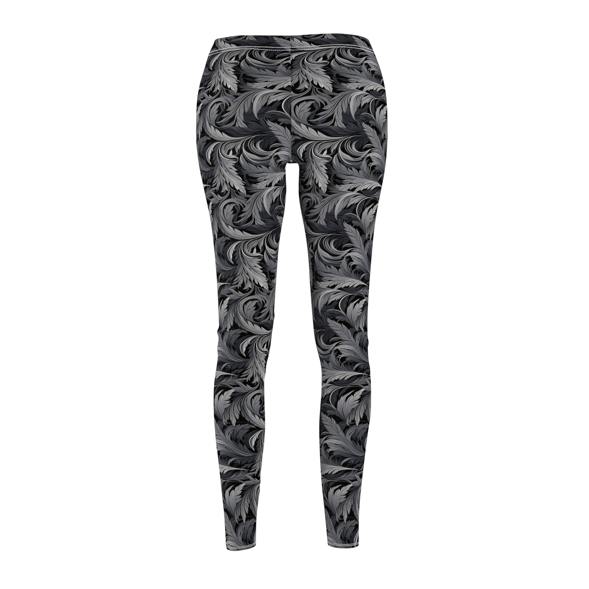 Women's Patterned Leggings — Monochrome Swirl All-Over Print