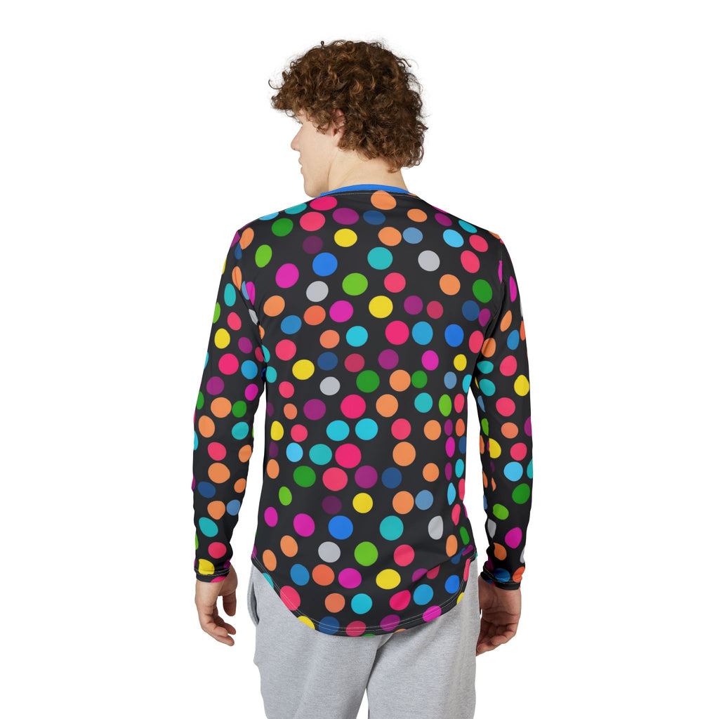 Men's UV Long Sleeve Shirt — "UPF 50+"Bright Neon Polka Dot All-Over Print