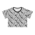 Black & White Leaf Pattern Crop Tee – All-Over Botanical Graphic