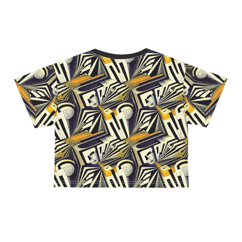 T-shirt court géométrique Art Déco — Motif Jazz Vintage AOP