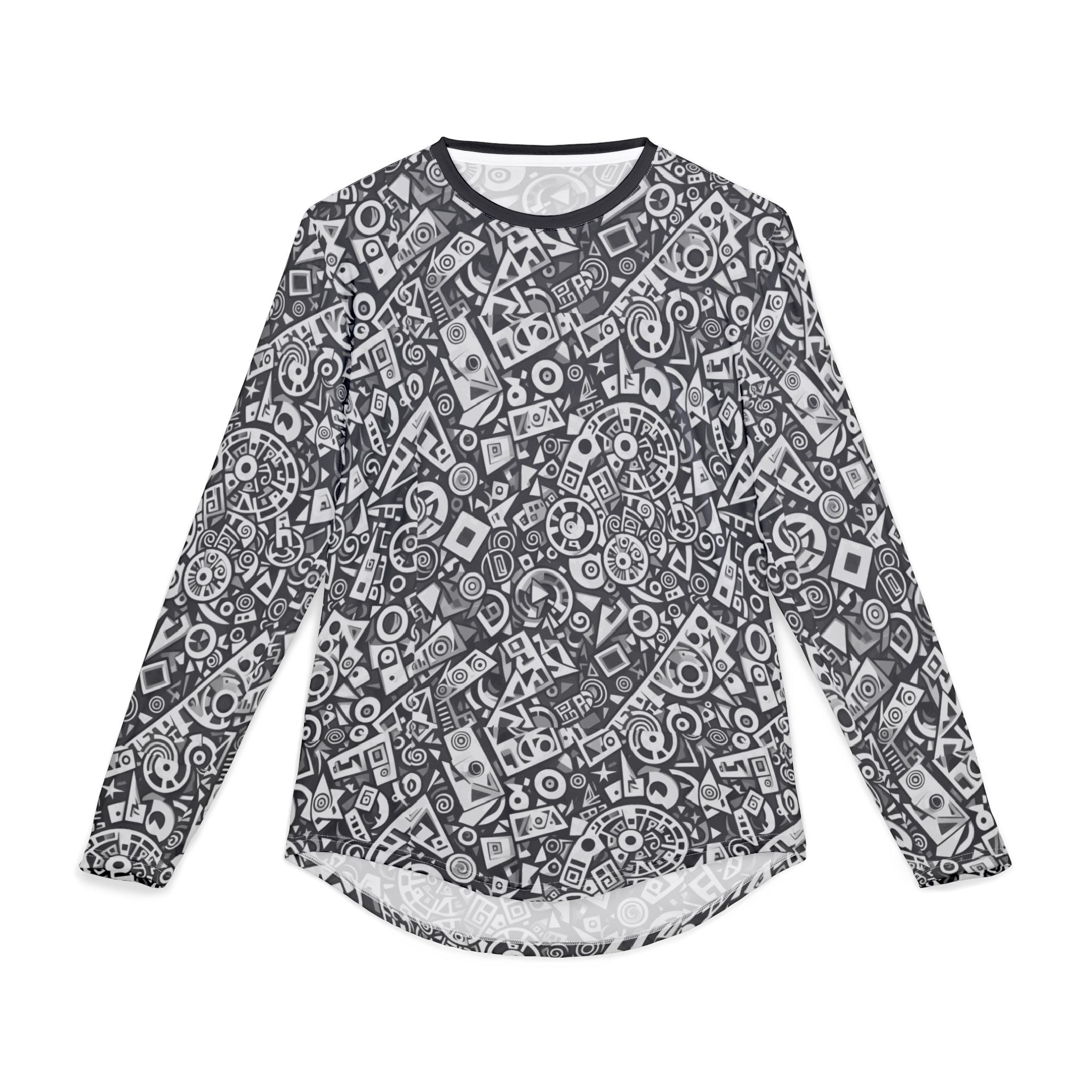 Men's Long Sleeve UV Shirt — "UPF 50+"Monochrome Tech Pattern