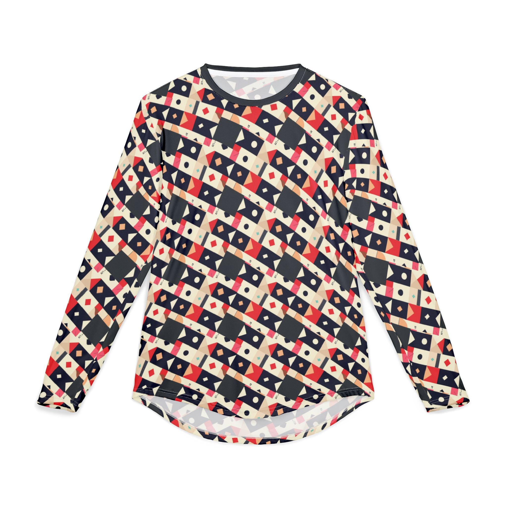 Men's Long Sleeve UV Shirt —  "UPF 50+" Retro Geometric Nautical Pattern