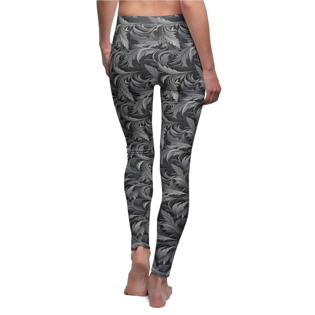 Women's Patterned Leggings — Monochrome Swirl All-Over Print