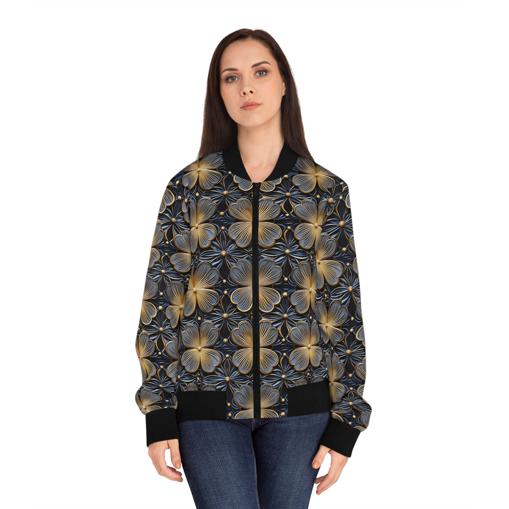 Floral Glow Bomber Jacket — Women's All-Over Print Chic