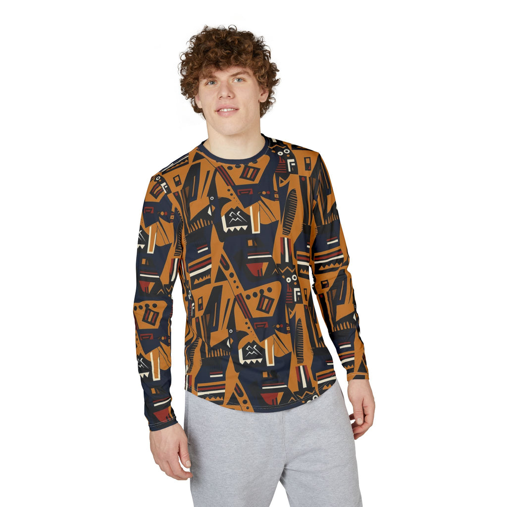 Abstract Tribal Pattern UV Sun Protection "UPF 50+" Long Sleeve Shirt — Men's All-Over Print