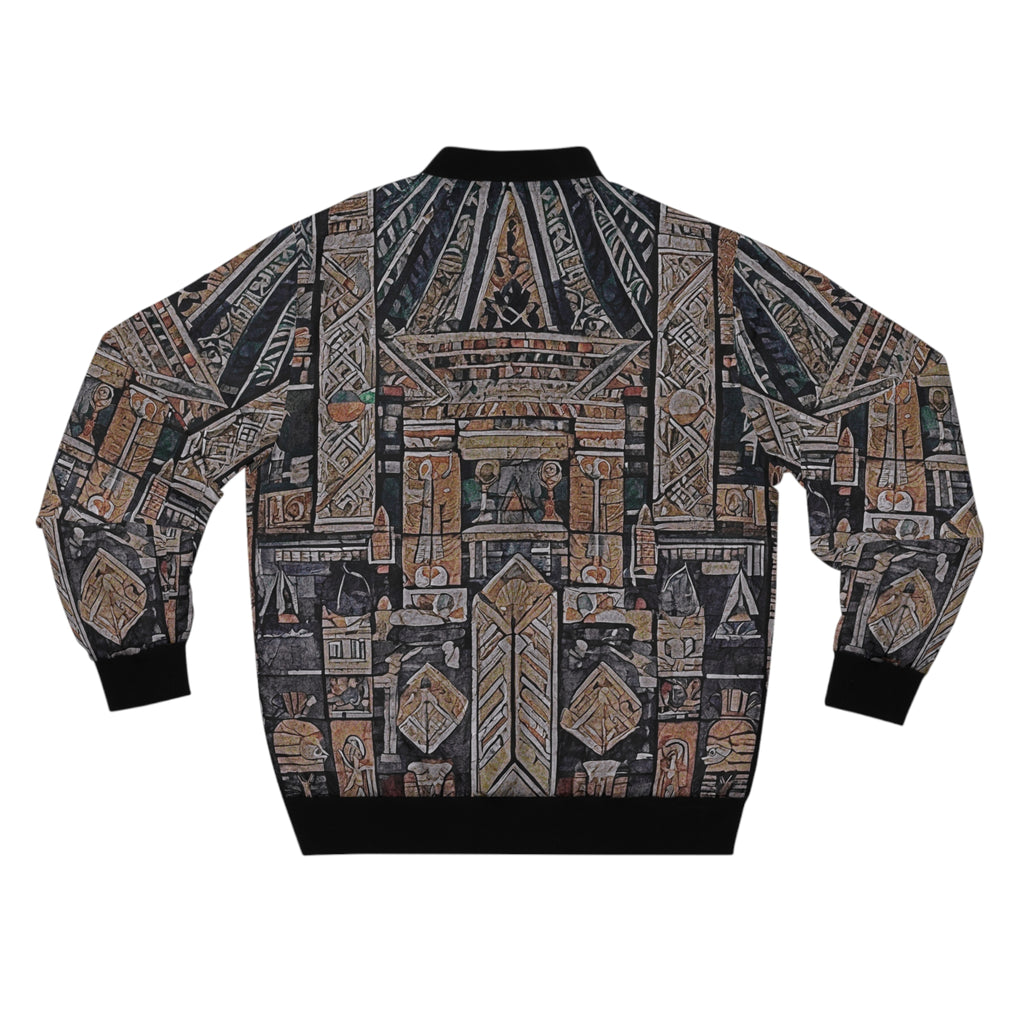 Egyptian Hieroglyph Pattern Bomber Jacket