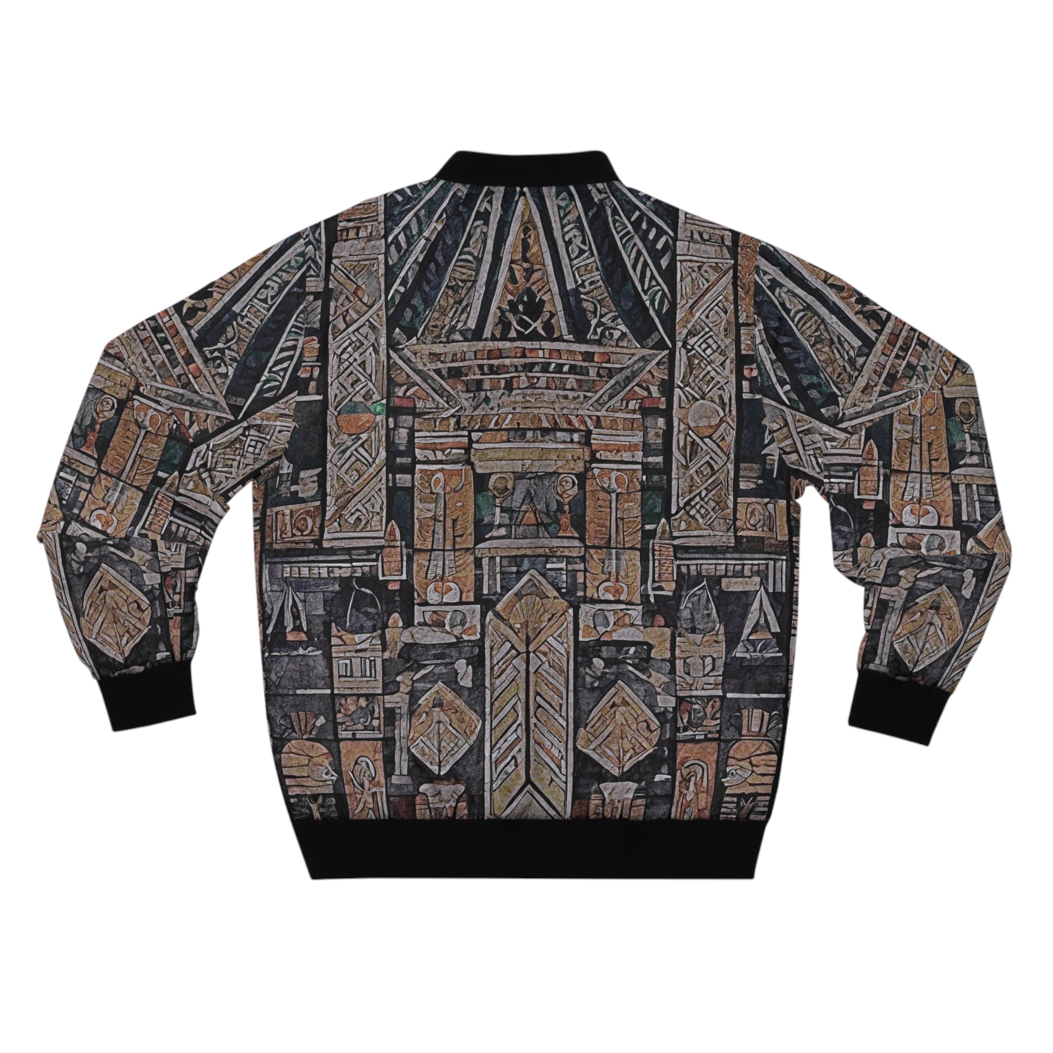 Egyptian Hieroglyph Pattern Bomber Jacket