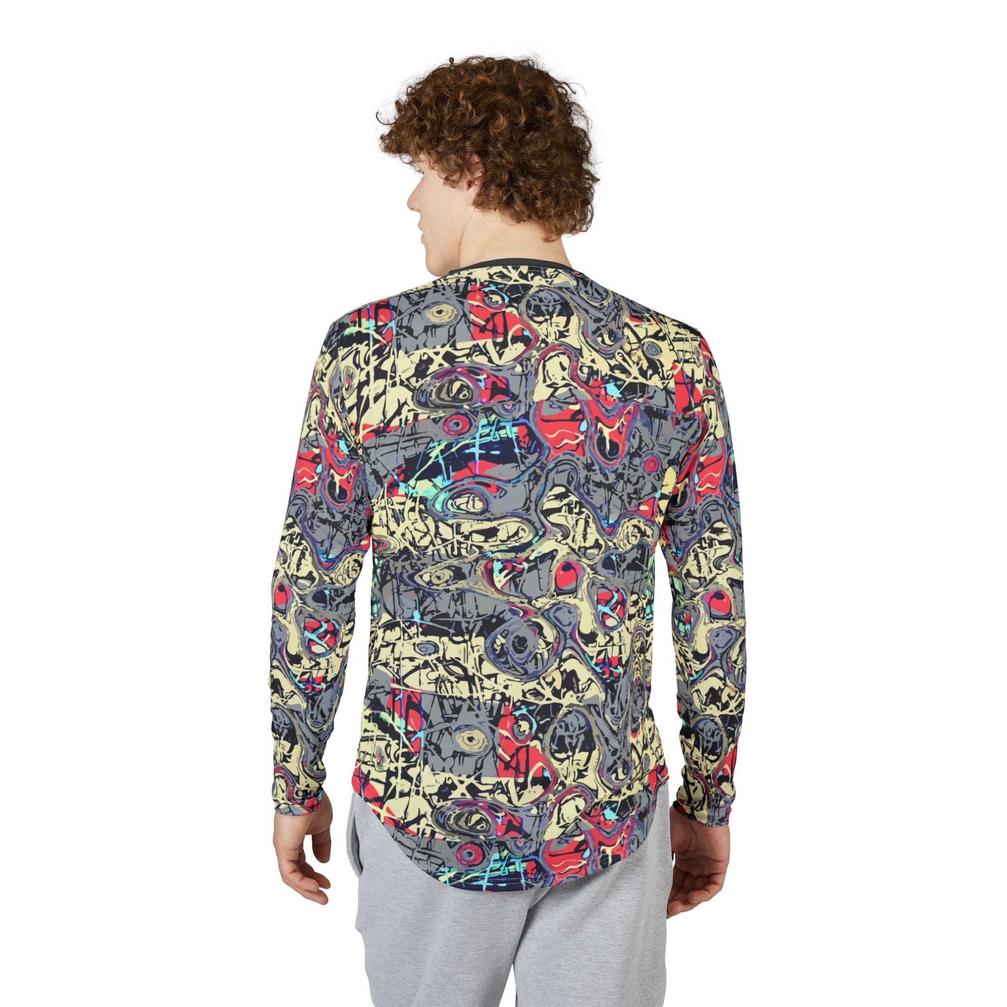 Men's Long Sleeve UV Shirt — "UPF 50+" Abstract Graffiti All-Over Print