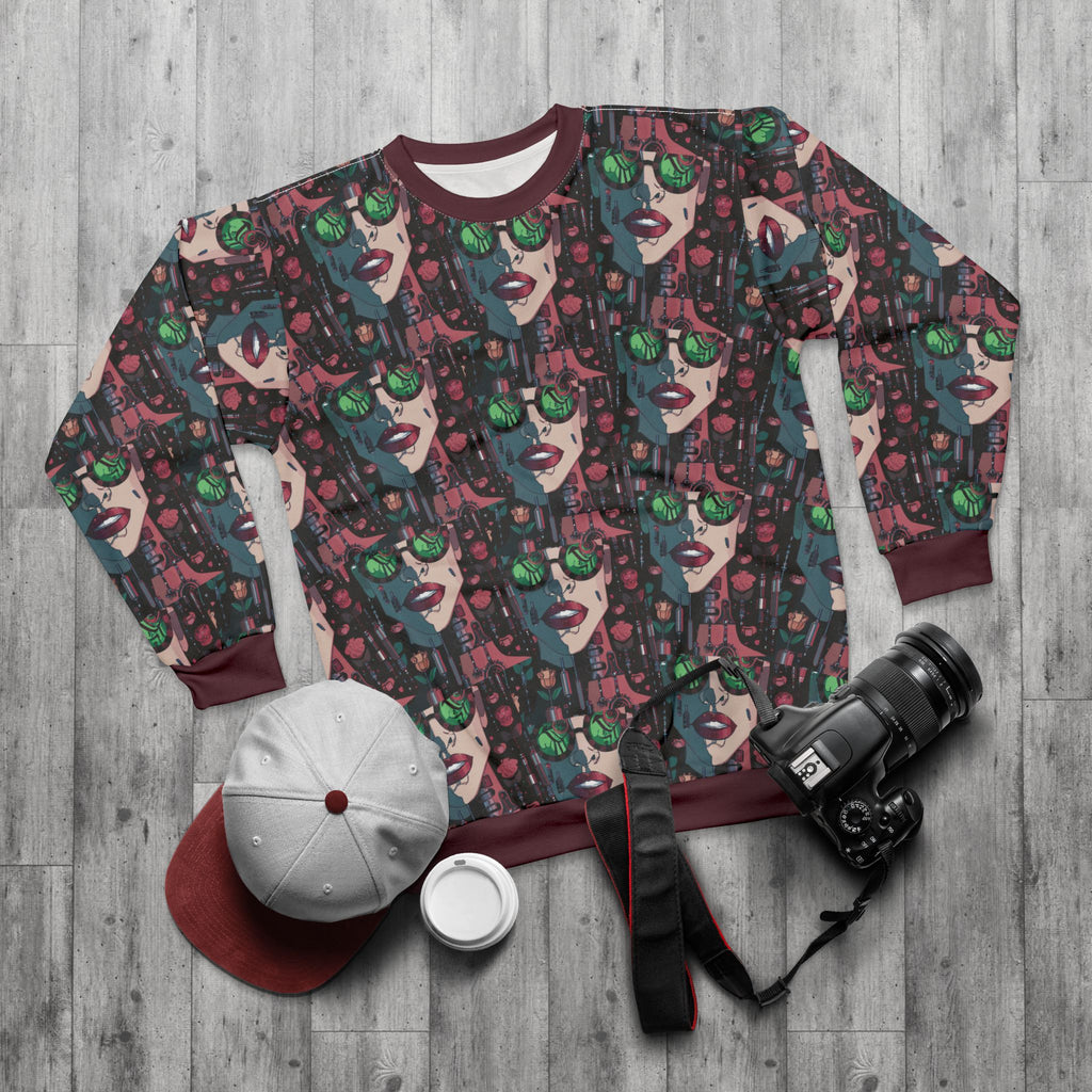 Graphic Sweatshirt — Retro Neon Sunglasses Pop Art All-Over Print