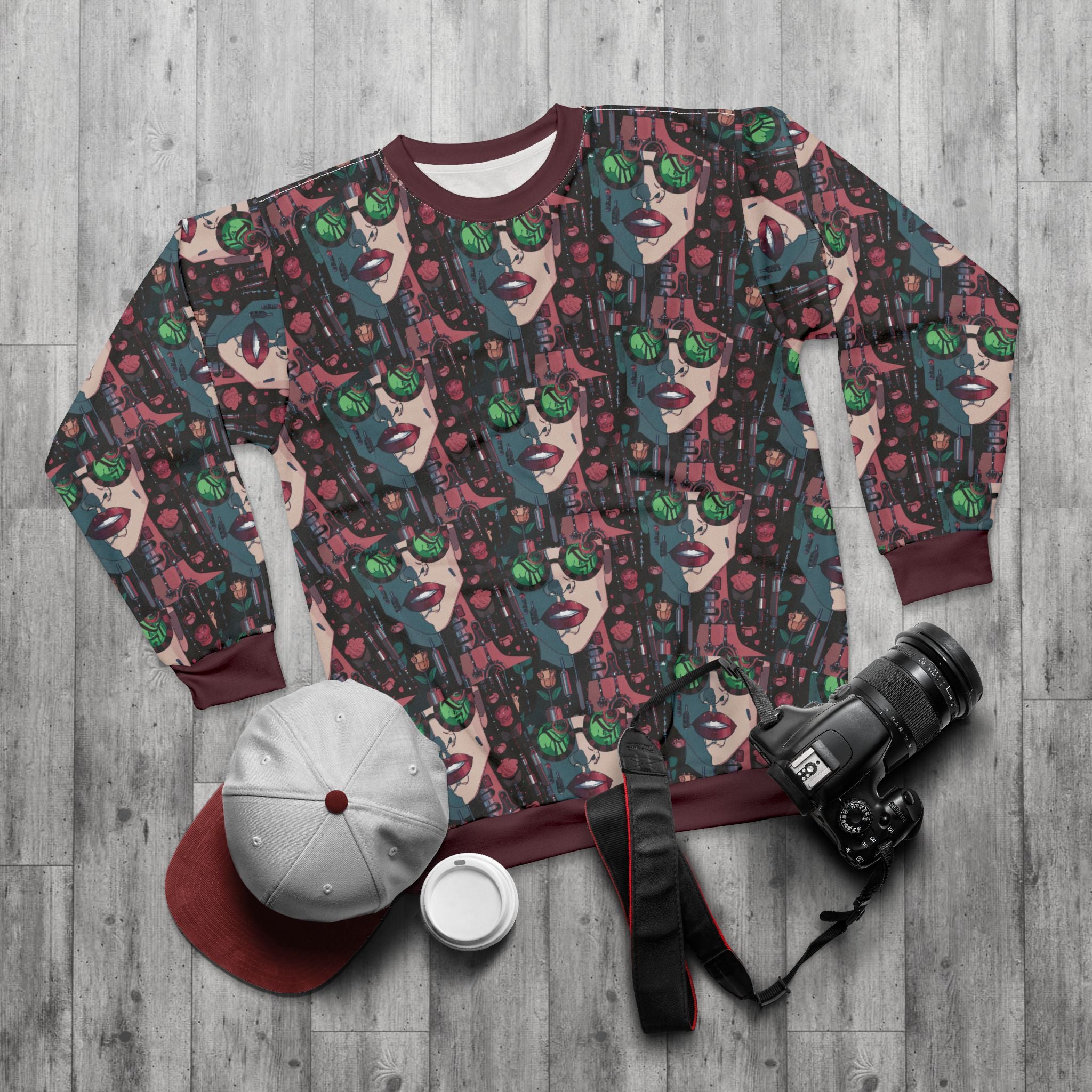 Graphic Sweatshirt — Retro Neon Sunglasses Pop Art All-Over Print