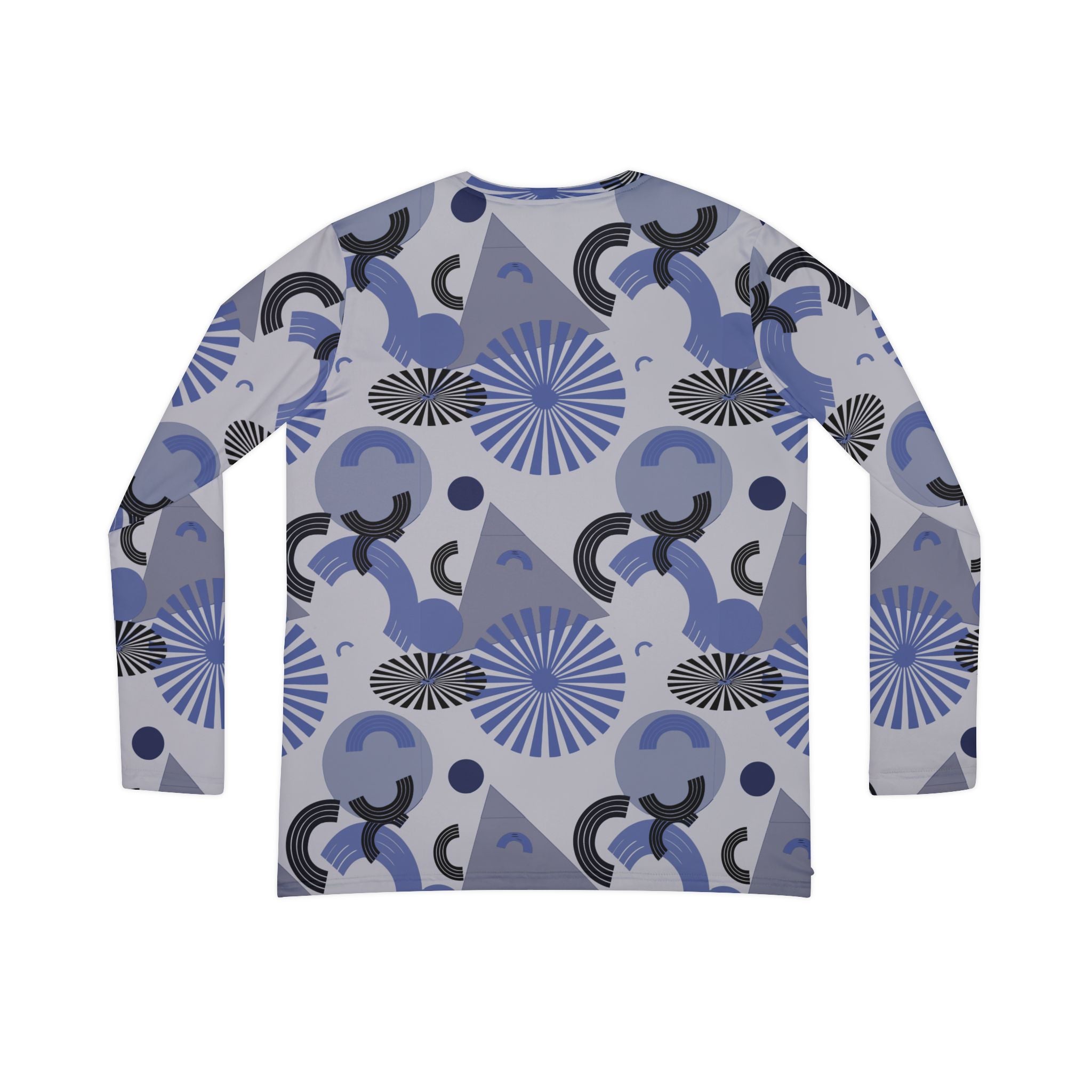 Blue Geometric V-Neck Long Sleeve — Women's Patterned Top