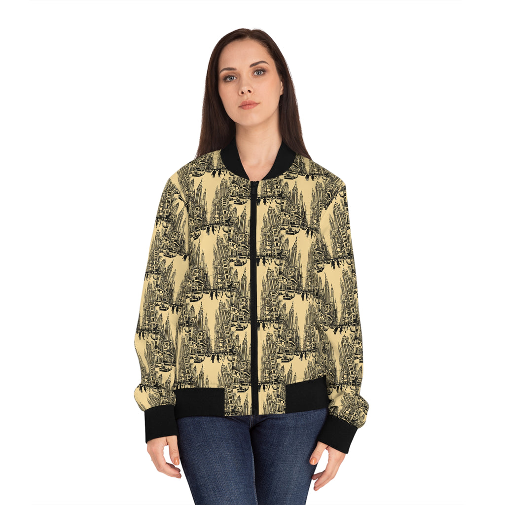 Vintage Forest Sketch Bomber Jacket — Women's All-Over Print