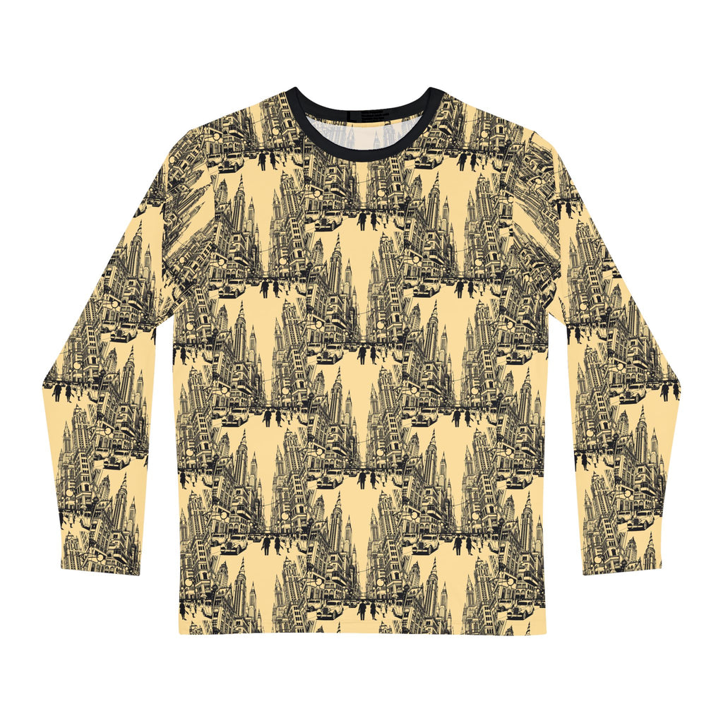 Long Sleeve Shirt — Vintage Cityscape All-Over Print