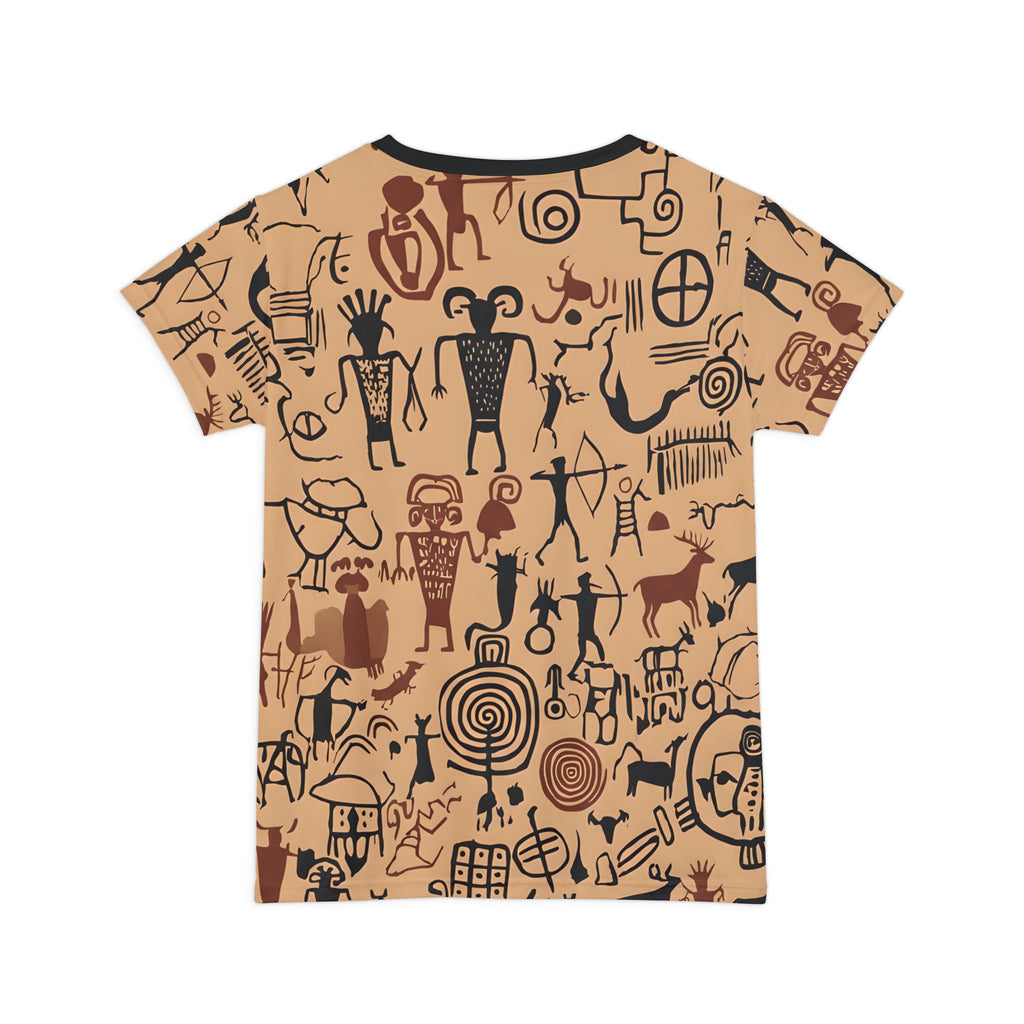 Women's All-Over Print Tee — Vintage Petroglyph / Cave Art Pattern