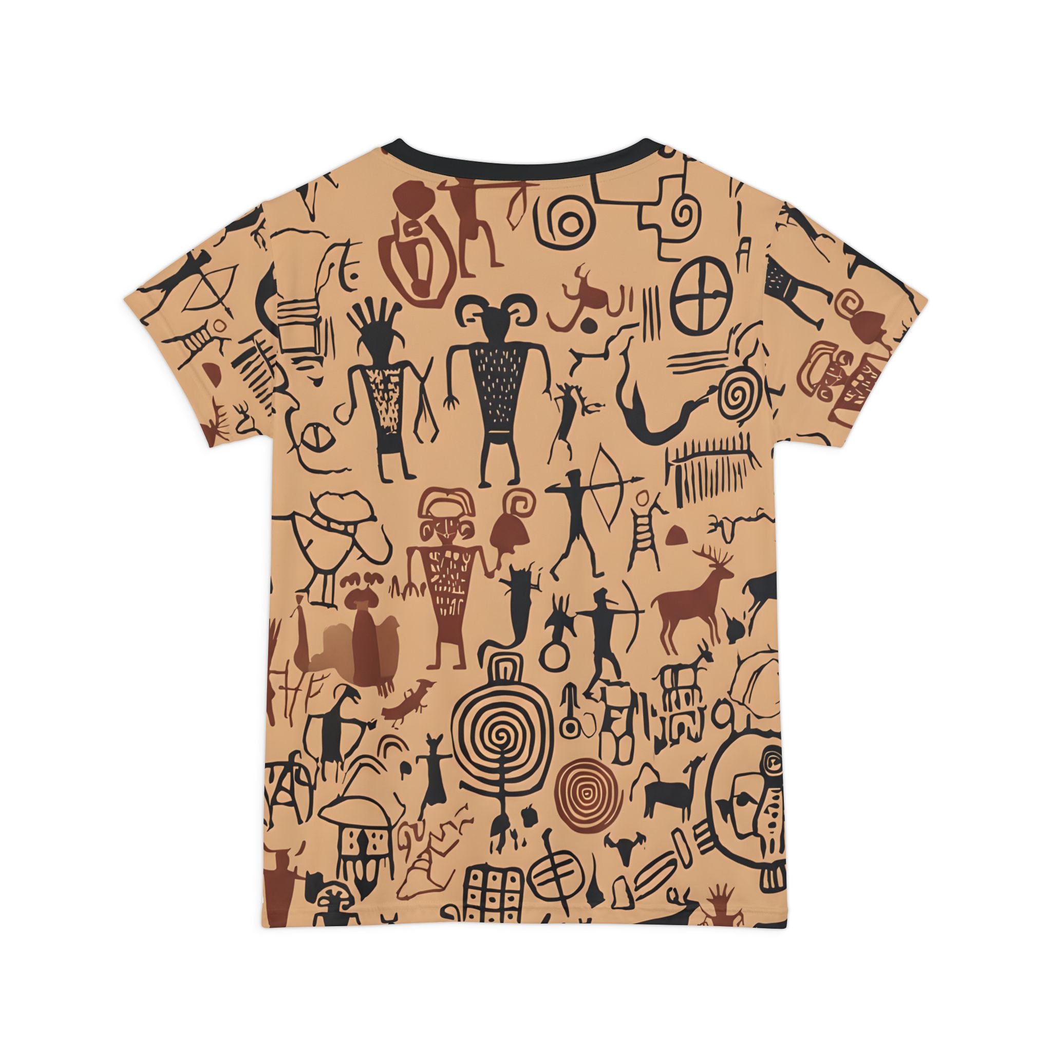 Women's All-Over Print Tee — Vintage Petroglyph / Cave Art Pattern