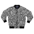 Abstract Monochrome Pattern Bomber Jacket — Geometric Doodle AOP